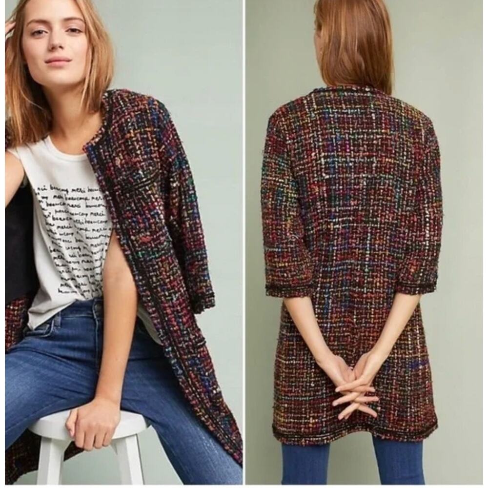 Anthropologie Ett:Twa Tweed Berwyn Jacket Rainbow Coat size S NWT